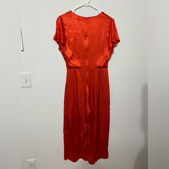 Anthropologie Maquelle Red Satin Wide Leg Jumpsuit Size Small - Picture 5 of 8